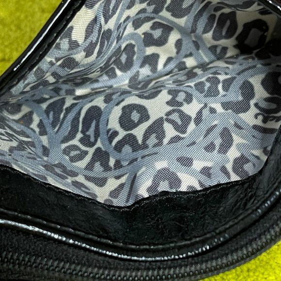 Black Leather COACH Poppy Zipped Wallet Key Ring Card Holder Silver Design EUC - Picture 5 of 6